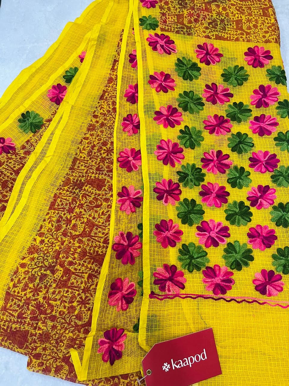 Embroidered Kota Doriya Saree With Blouse