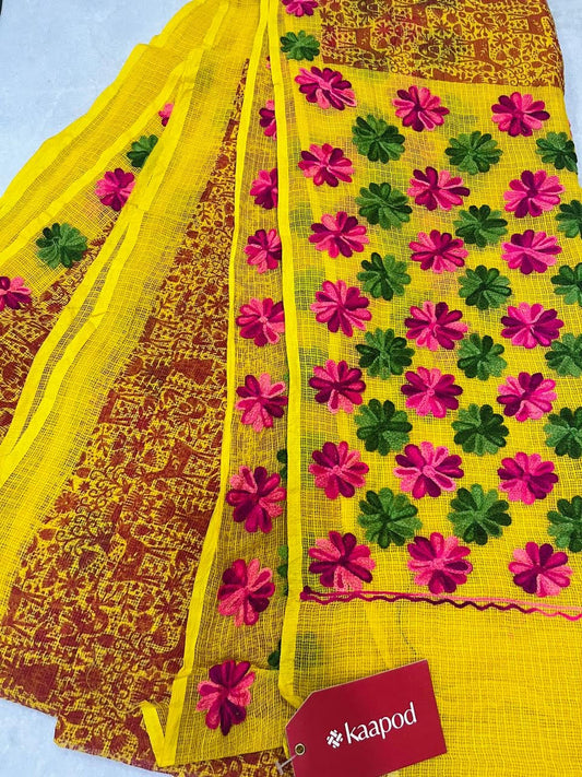 Embroidered Kota Doriya Saree With Blouse