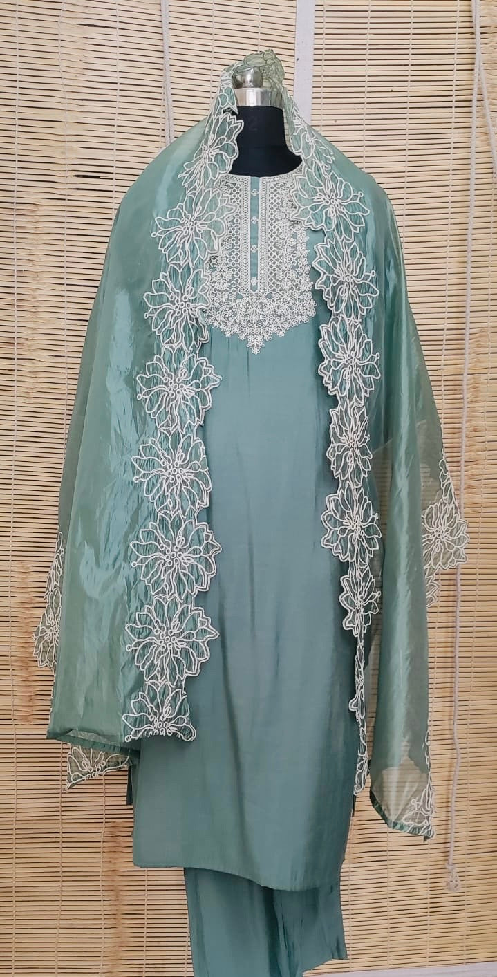 Fern Green Chanderi Suit Set