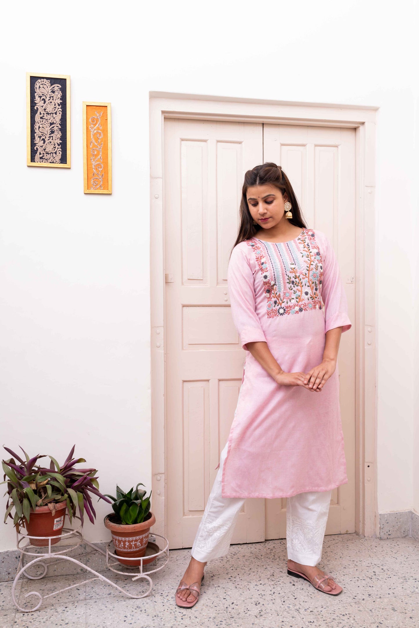 Pink Embroidery Kurta