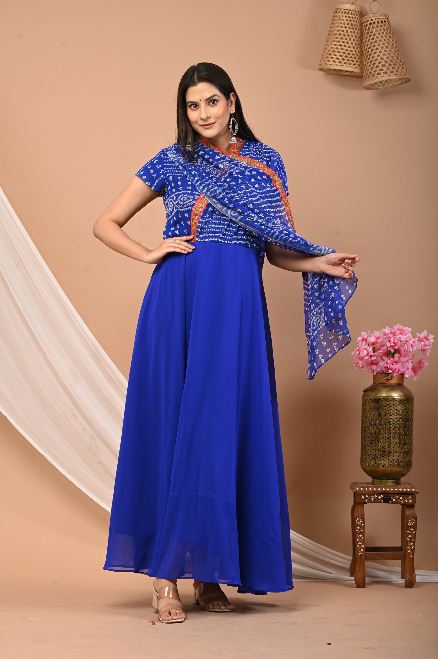 Pure Georgette Bandhej Gown Dress