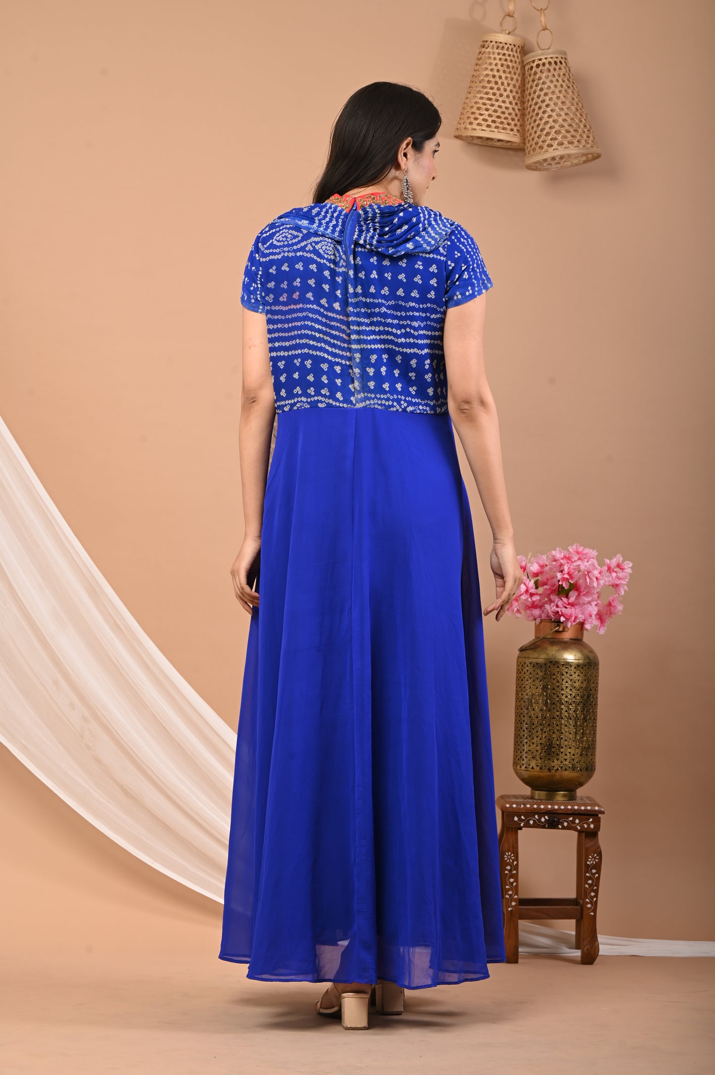 Pure Georgette Bandhej Gown Dress