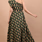 Floral Block Printed Green Gown Dress