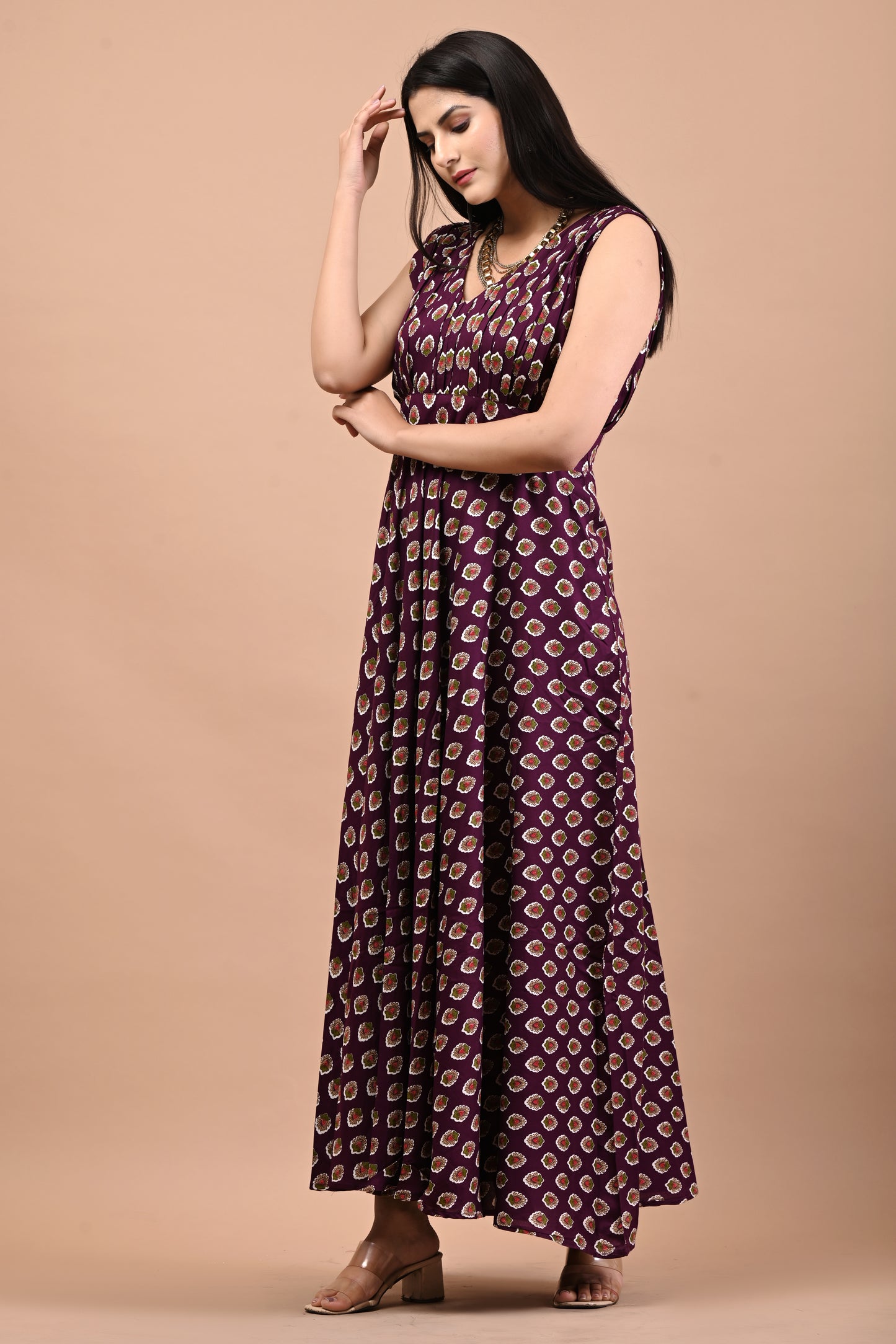 Block Printed Mongia Gown