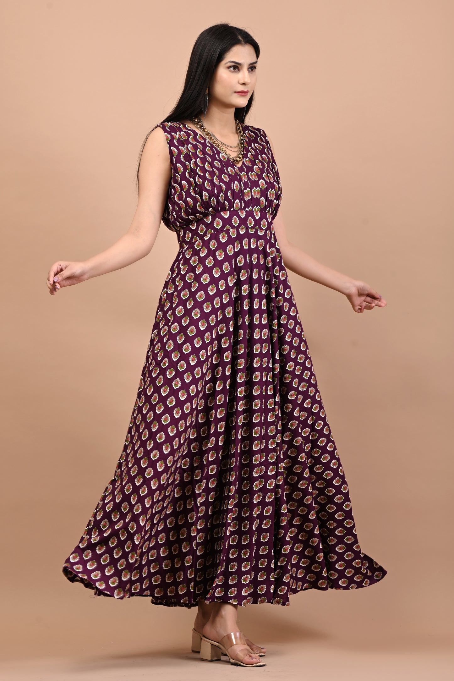 Block Printed Mongia Gown