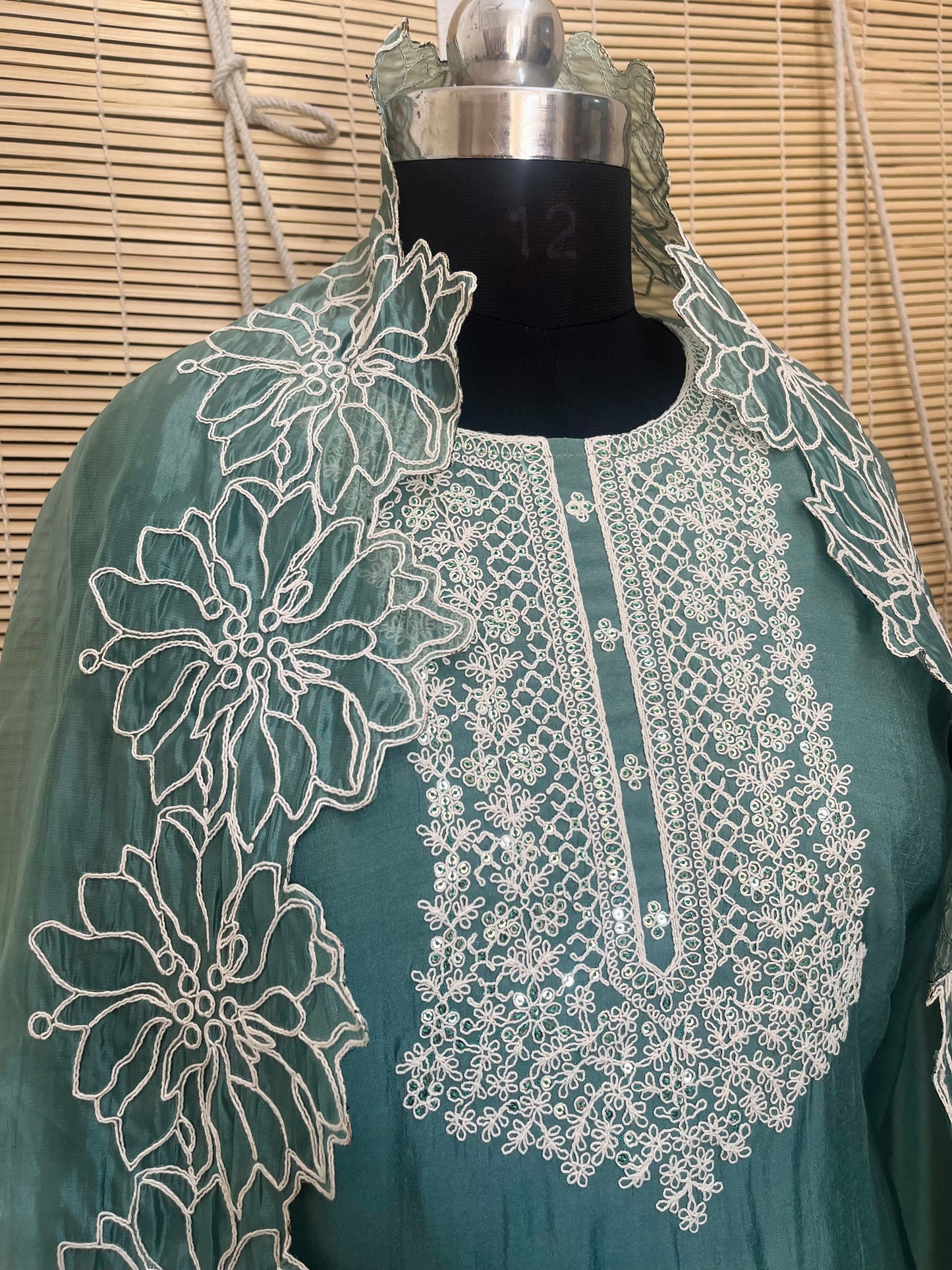 Fern Green Chanderi Suit Set