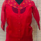 Red Floral Hand Block Printed Chanderi Shirt