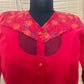 Red Floral Hand Block Printed Chanderi Shirt