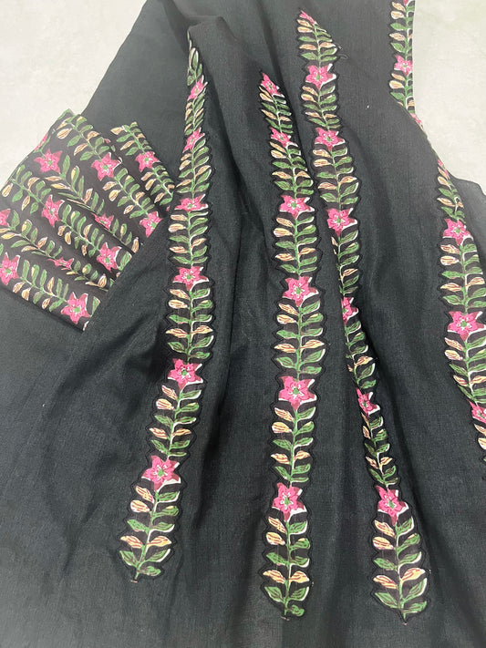 Black Khadi Handloom With Blouse