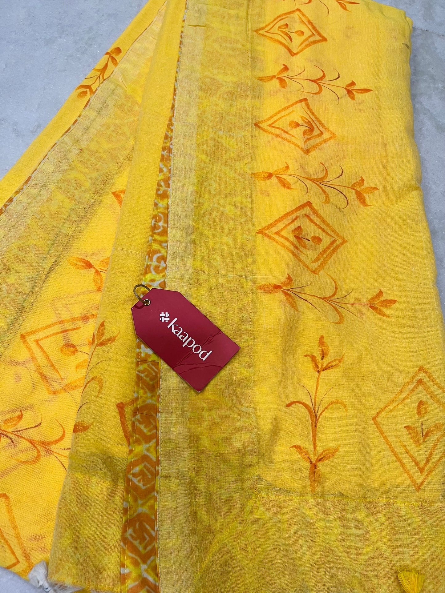 Hand Painted Pure Khadi Handloom Saree With Blouse