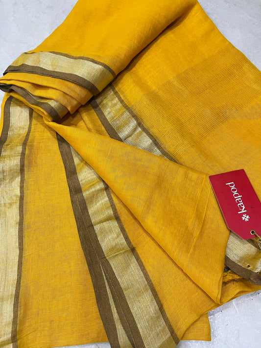 Pure Linen Saree With Blouse