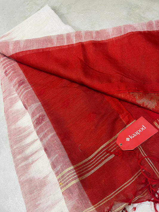 Pure Khadi With Jamdani Saree With Blouse