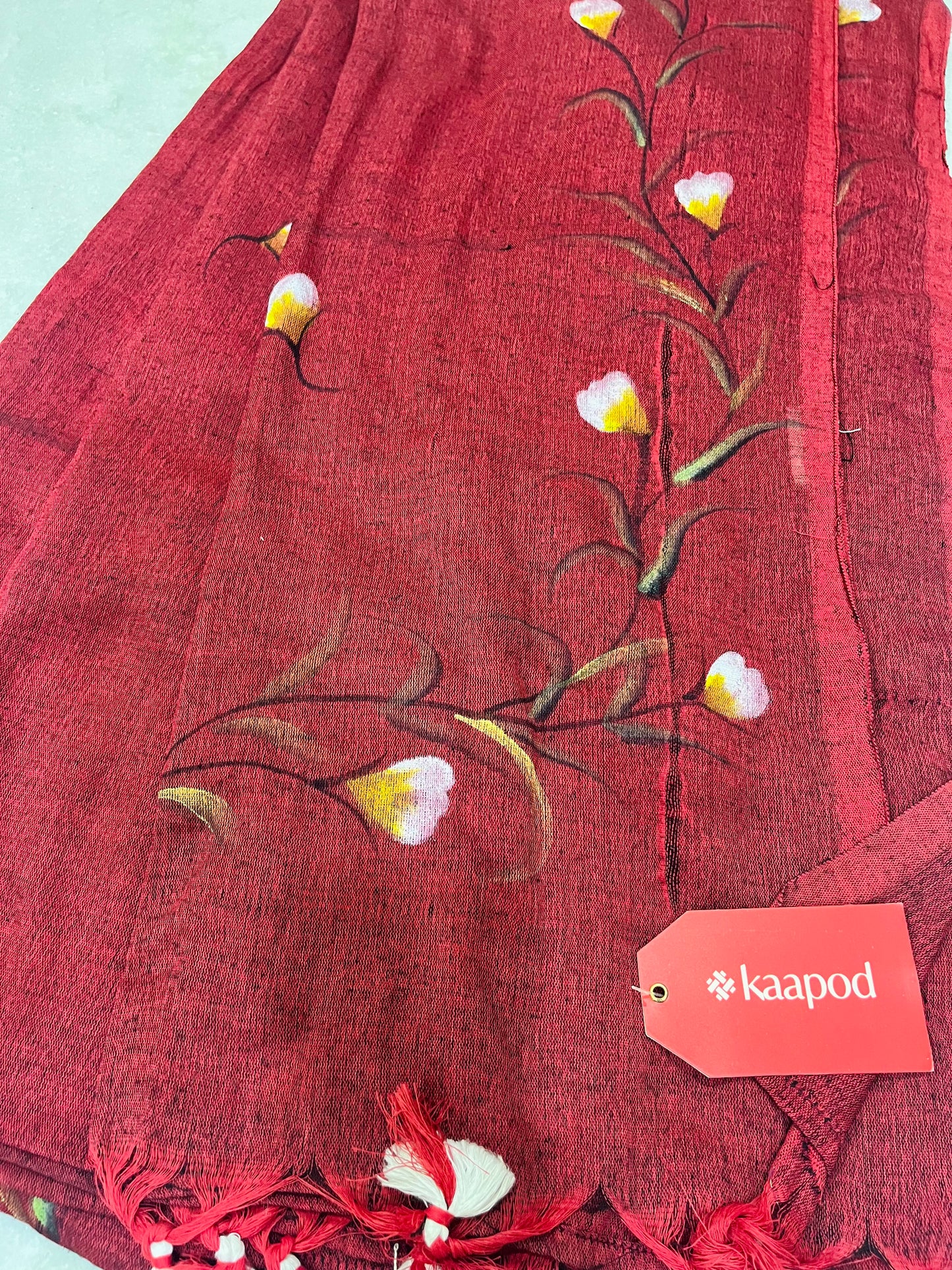 Hand Painted Khadi Handloom Saree With Blouse