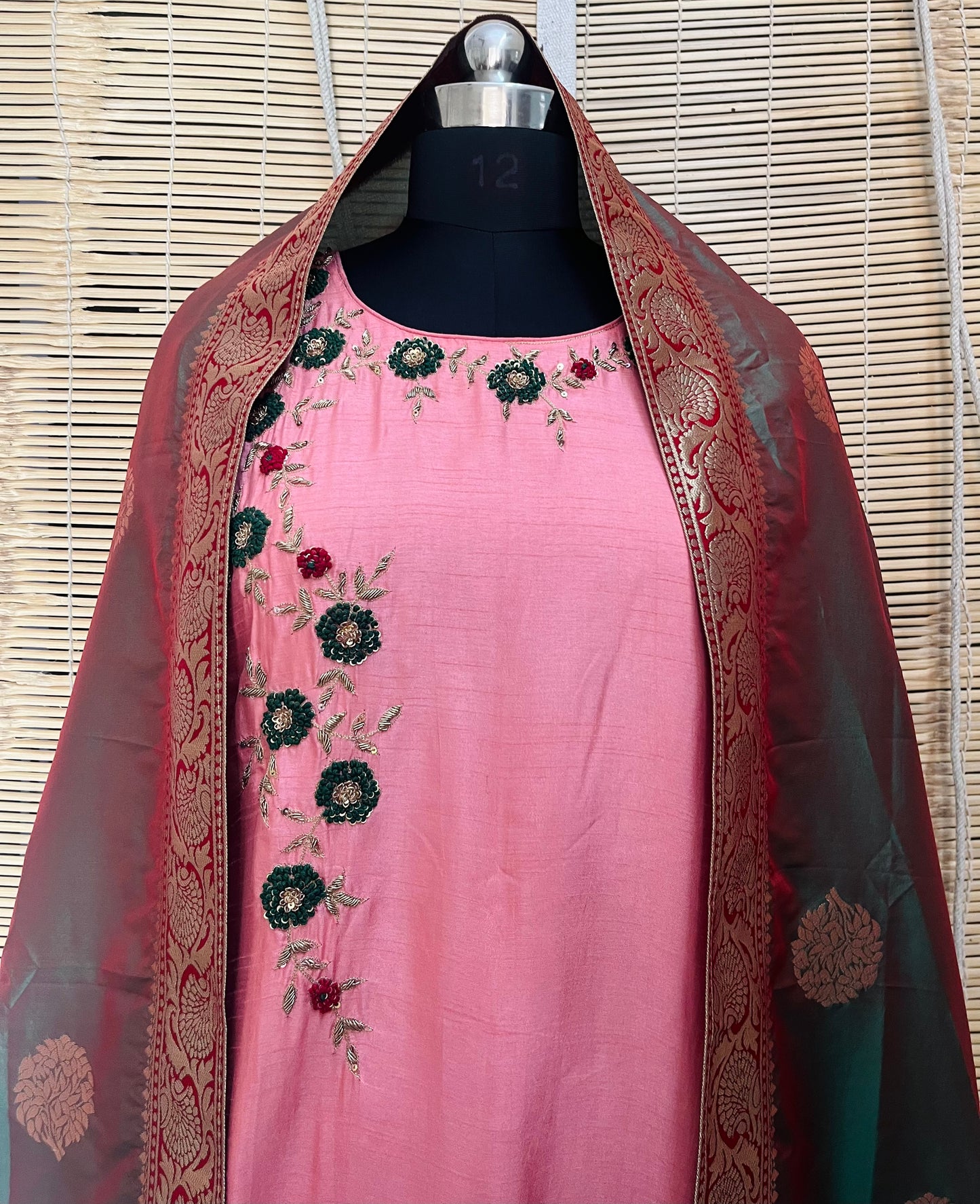 Cotton Silk Banarasi Kurta With Dupatta