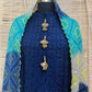 Blue Cotton Sequins Suit Set