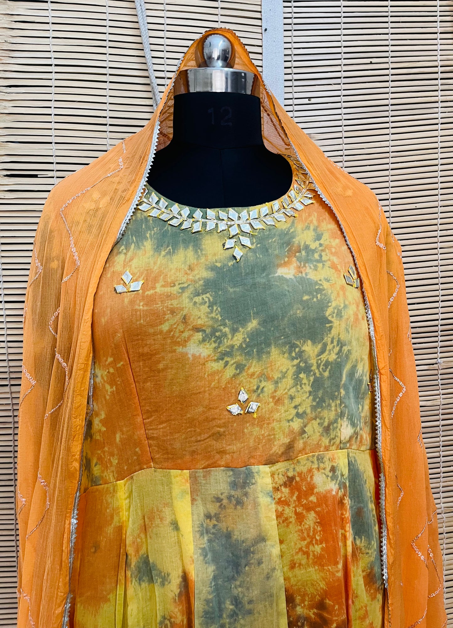 Tie Dye Gota Kurta And Dupatta