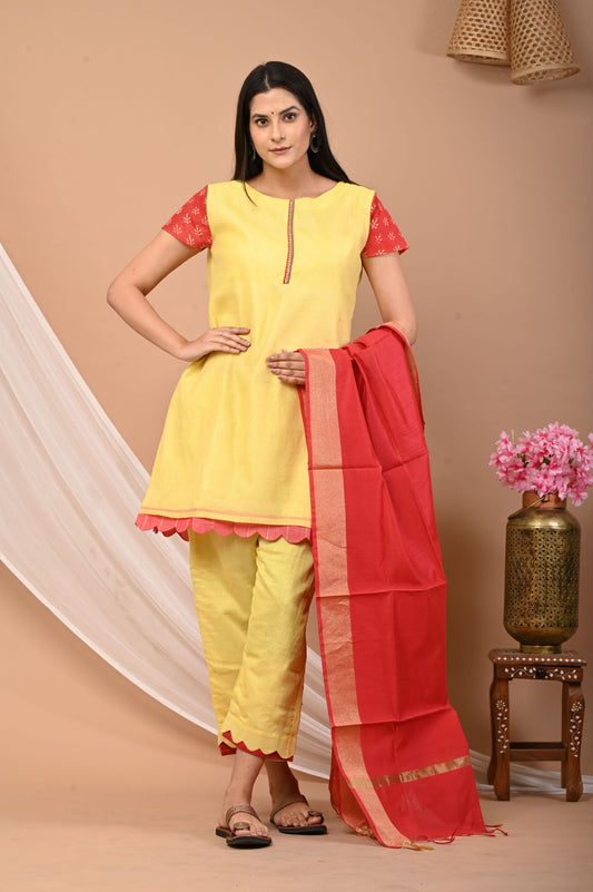 Pure Maheshwari Cotton Suit Set