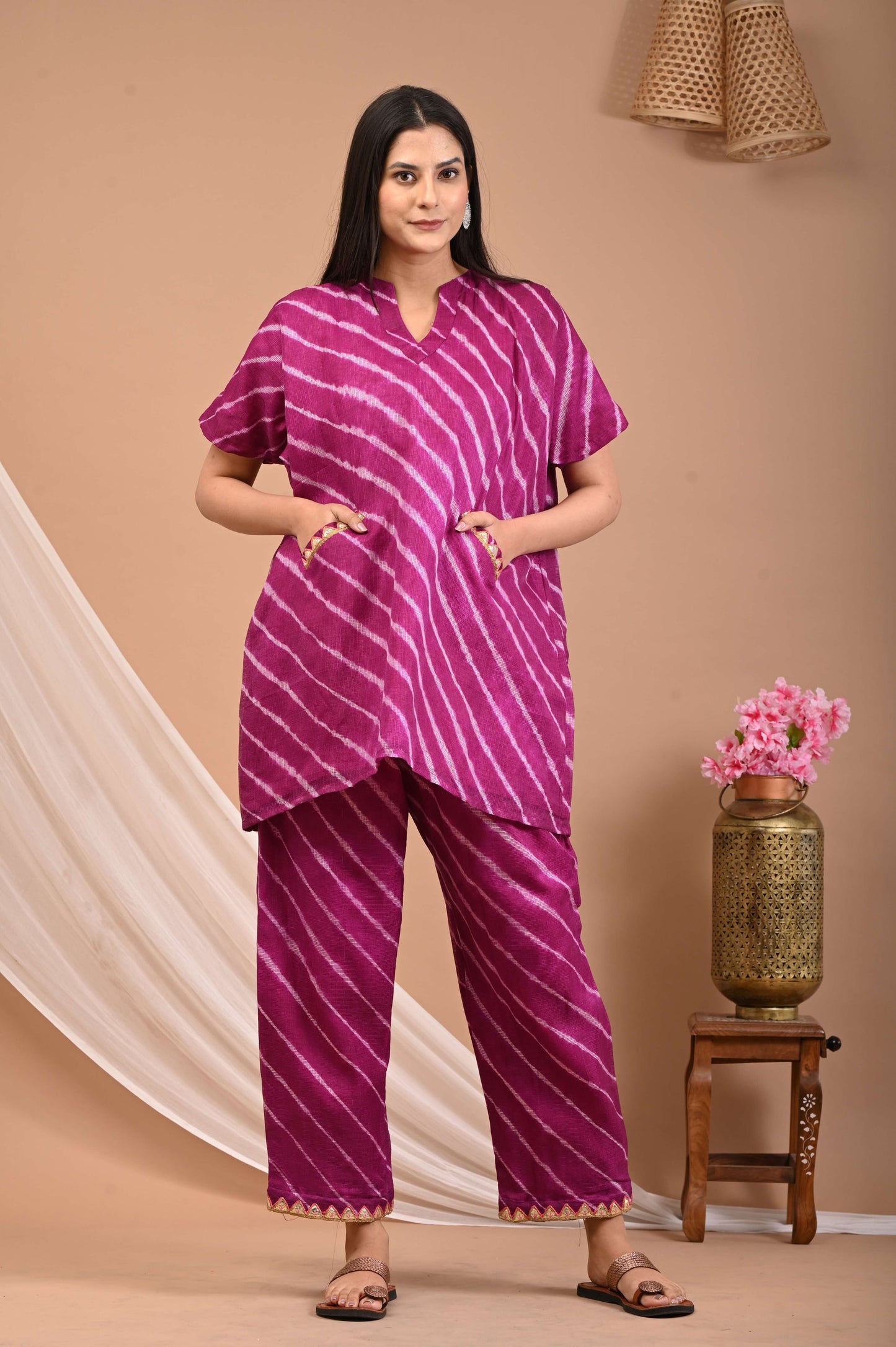 Gulabi Leheriya Co-ord Set