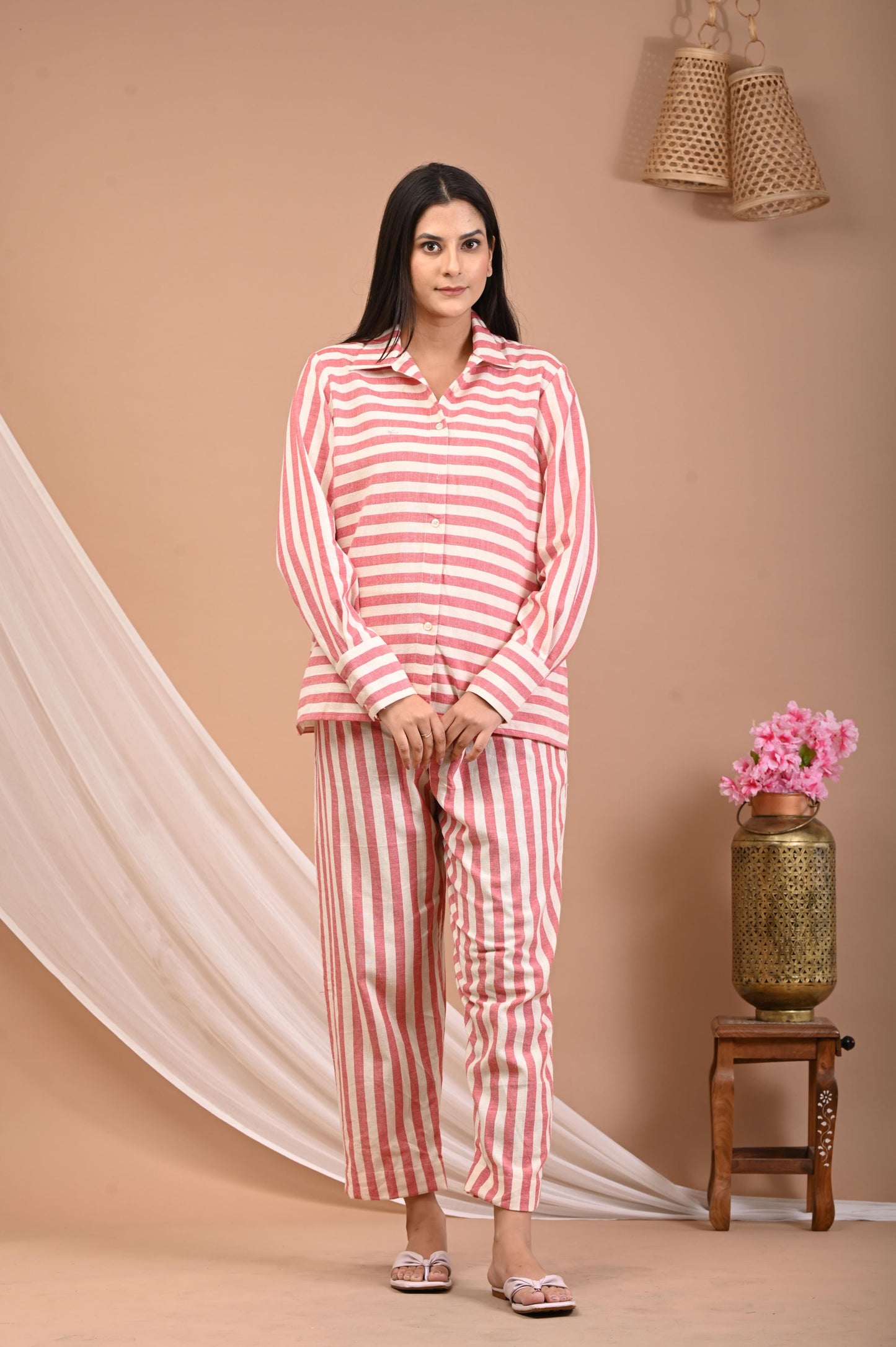 Striped Cotton Night Suit