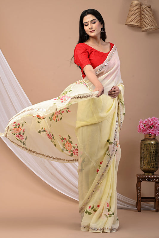 Lemony Lemon Saree with Blouse